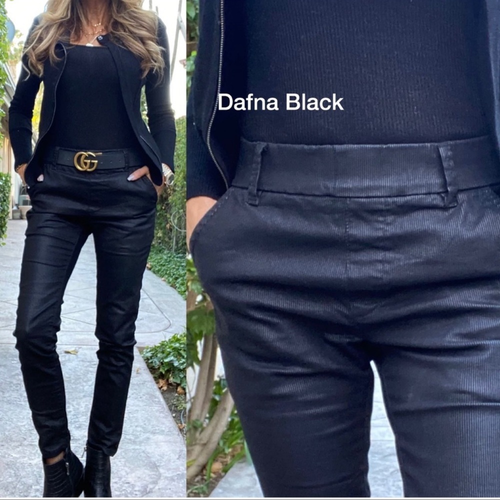 NWOT Bevy Flog Dafna Black Vegan Leather Pin Stripe Pants